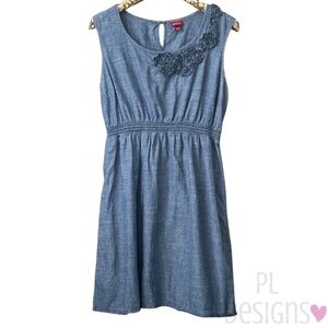Merona Fit n Flare Denim Dress Denim Rosettes
